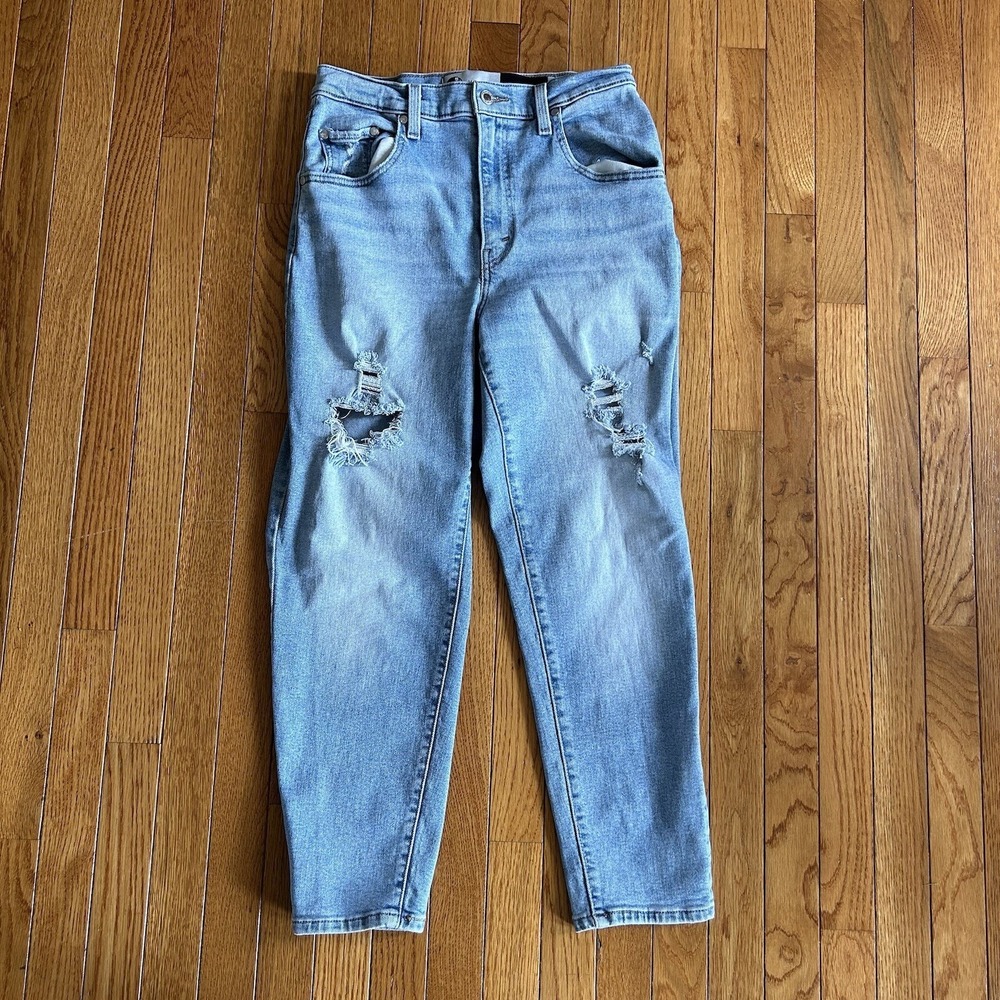 Levi's SilverTab Mom Jeans Womens Size‎ 29 Stone Ripped High Waisted Denim